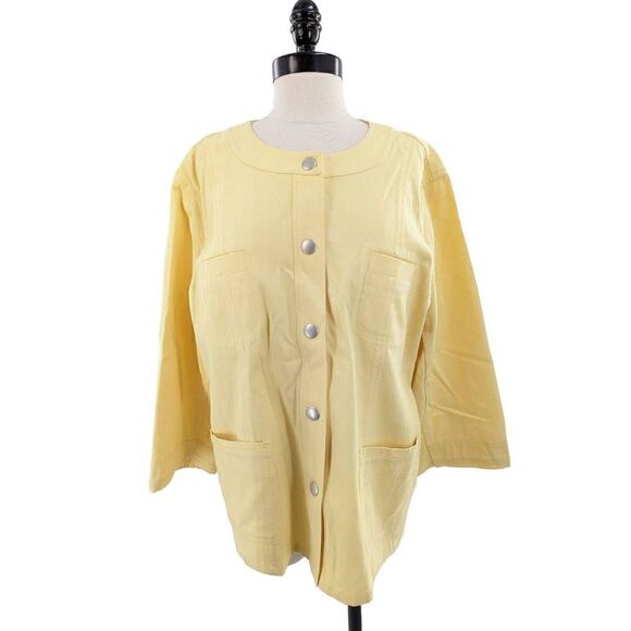 Sigrid Olsen Women Sunny Yellow Long Sleeve Cotton Jacket Size 16 - Picture 4 of 12